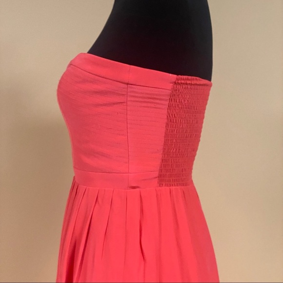 Parker Bayou Dragon Fruit Coral Strapless Silk Gown Maxi Dress Size S - Picture 8 of 12